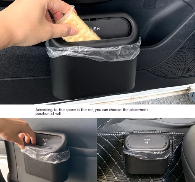 Mini Car Trash Bin with Push Lid